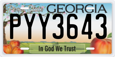 GA license plate PYY3643