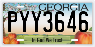 GA license plate PYY3646
