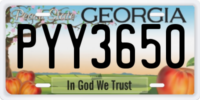 GA license plate PYY3650