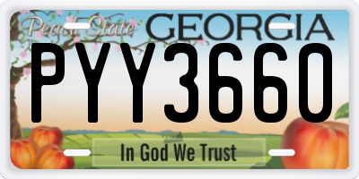 GA license plate PYY3660