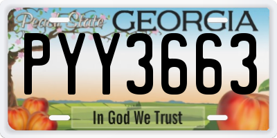 GA license plate PYY3663