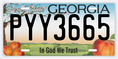 GA license plate PYY3665