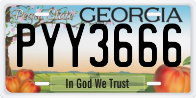 GA license plate PYY3666