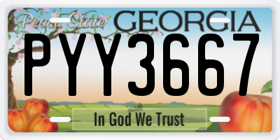 GA license plate PYY3667