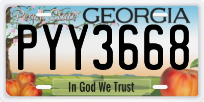 GA license plate PYY3668