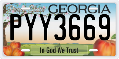 GA license plate PYY3669