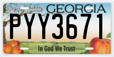 GA license plate PYY3671