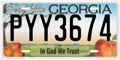GA license plate PYY3674