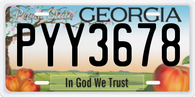 GA license plate PYY3678