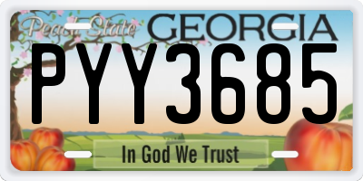 GA license plate PYY3685