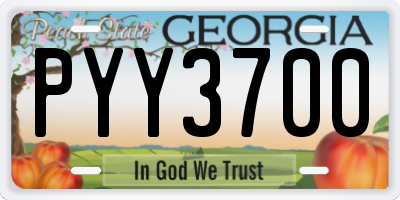 GA license plate PYY3700