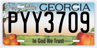GA license plate PYY3709