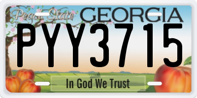 GA license plate PYY3715