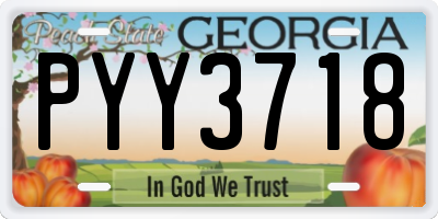 GA license plate PYY3718