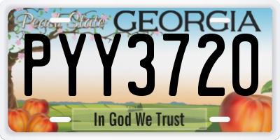 GA license plate PYY3720