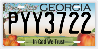 GA license plate PYY3722