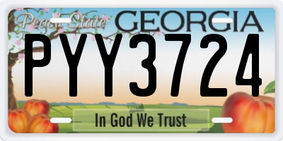 GA license plate PYY3724