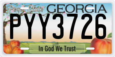 GA license plate PYY3726