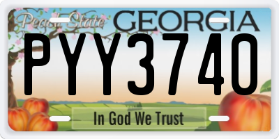 GA license plate PYY3740