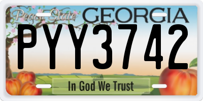 GA license plate PYY3742