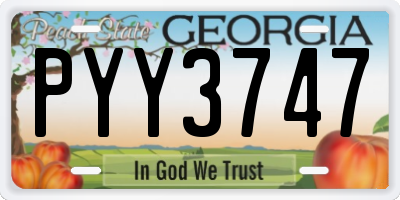 GA license plate PYY3747