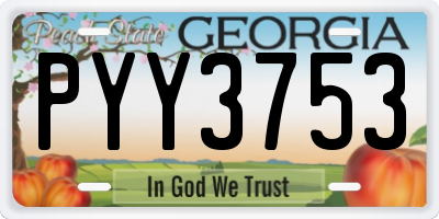 GA license plate PYY3753