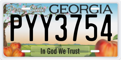 GA license plate PYY3754