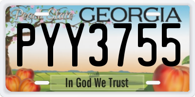 GA license plate PYY3755