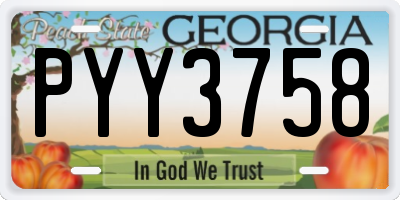 GA license plate PYY3758