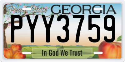 GA license plate PYY3759