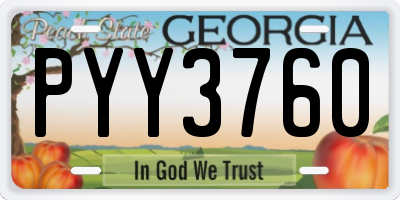 GA license plate PYY3760