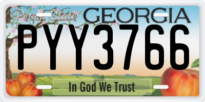 GA license plate PYY3766