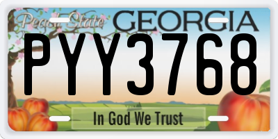 GA license plate PYY3768