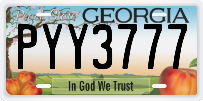 GA license plate PYY3777