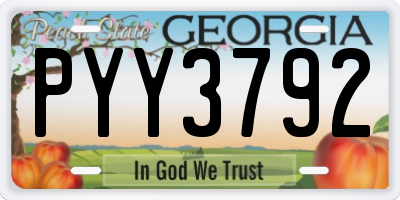 GA license plate PYY3792