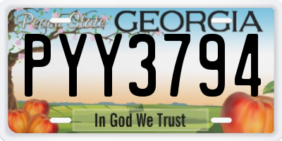 GA license plate PYY3794