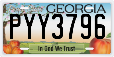 GA license plate PYY3796
