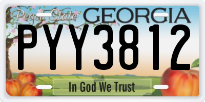 GA license plate PYY3812