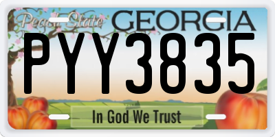 GA license plate PYY3835
