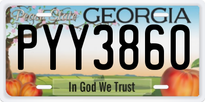 GA license plate PYY3860