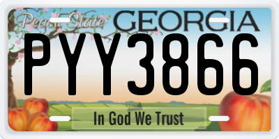 GA license plate PYY3866