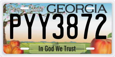 GA license plate PYY3872