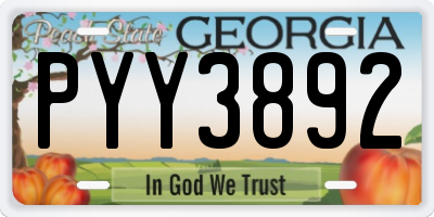 GA license plate PYY3892
