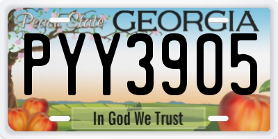 GA license plate PYY3905