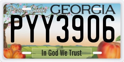 GA license plate PYY3906