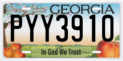 GA license plate PYY3910