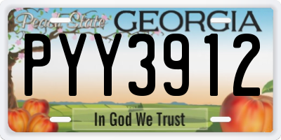 GA license plate PYY3912