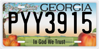 GA license plate PYY3915
