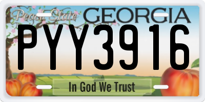 GA license plate PYY3916
