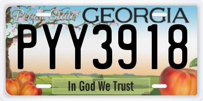GA license plate PYY3918